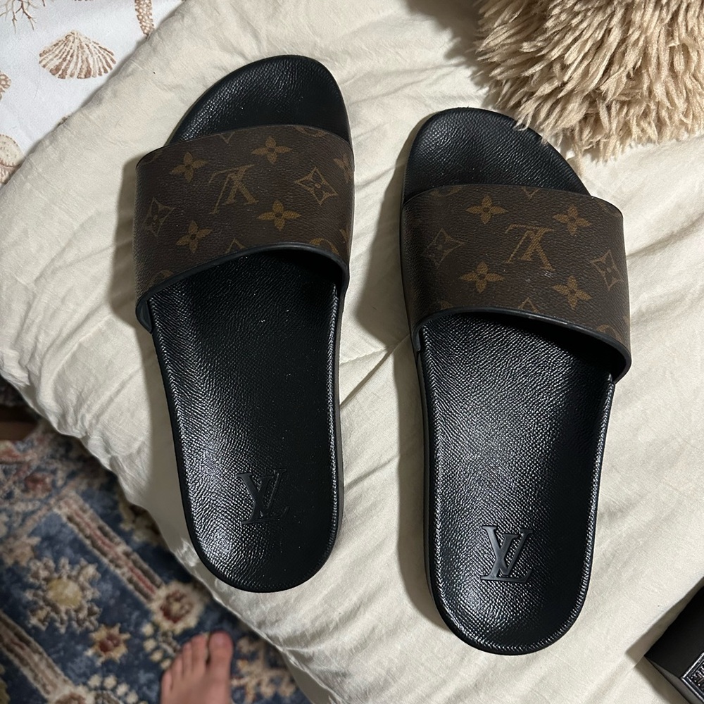 Louis Vuitton Black and Brown Moscow Mule slides